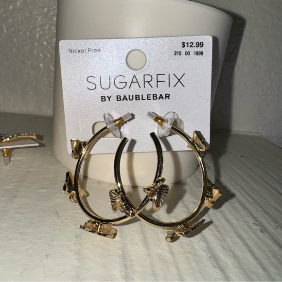 Set of 2 Butterfly Earrings Sugarfix by Baublebar Hoops & Studded Nickle Free - Picture 7 of 8